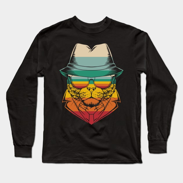 Retro Undercover Cat Long Sleeve T-Shirt by Dojaja